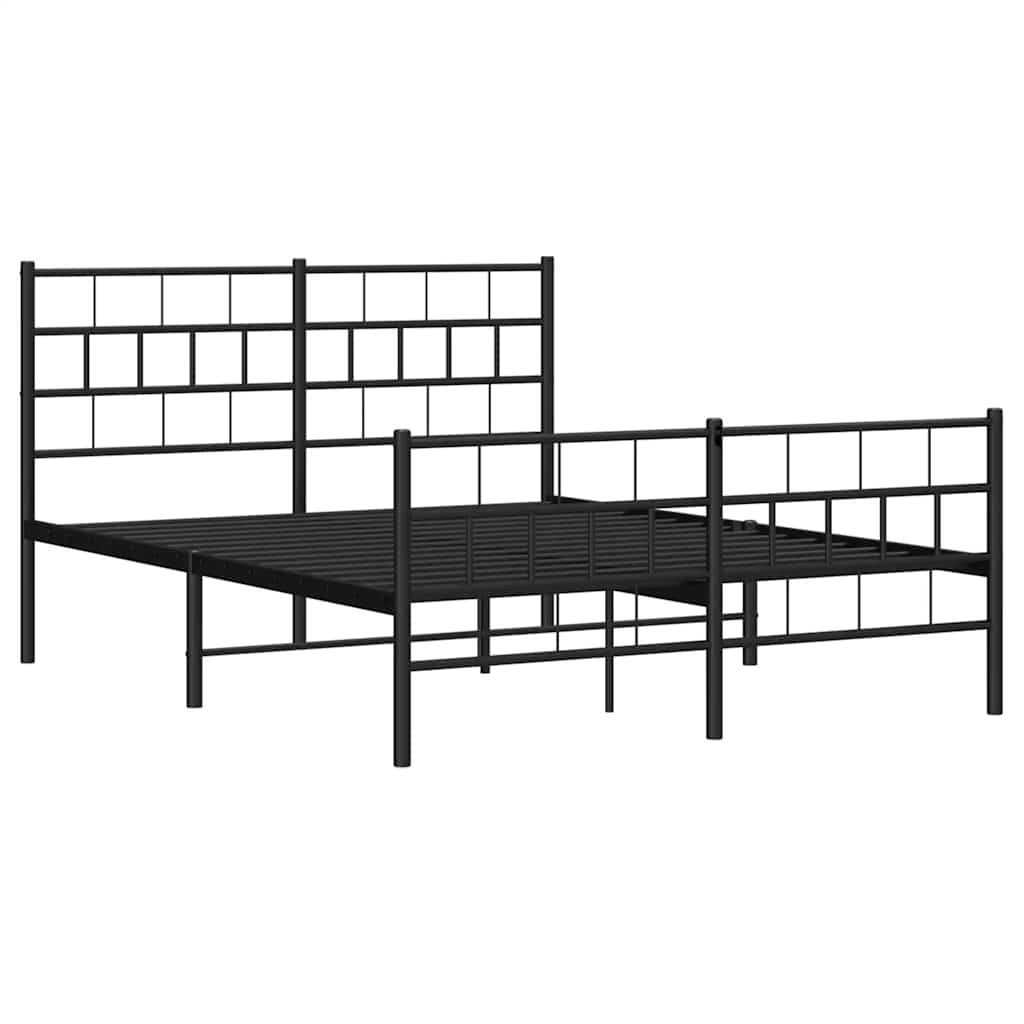 Metalni okvir kreveta uzglavlje i podnožje crni 150x200 cm