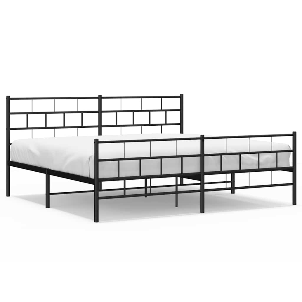 Metalni okvir kreveta uzglavlje i podnožje crni 183x213 cm