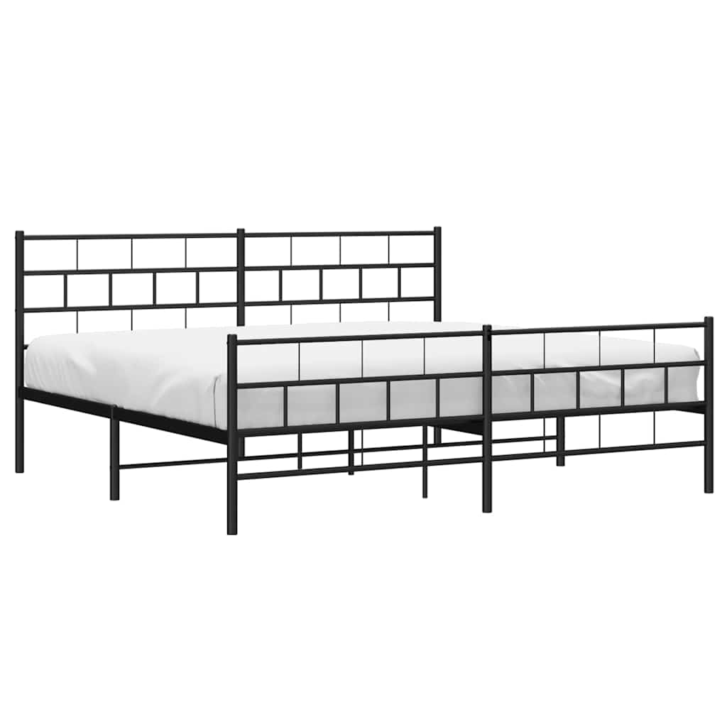 Metalni okvir kreveta uzglavlje i podnožje crni 183x213 cm