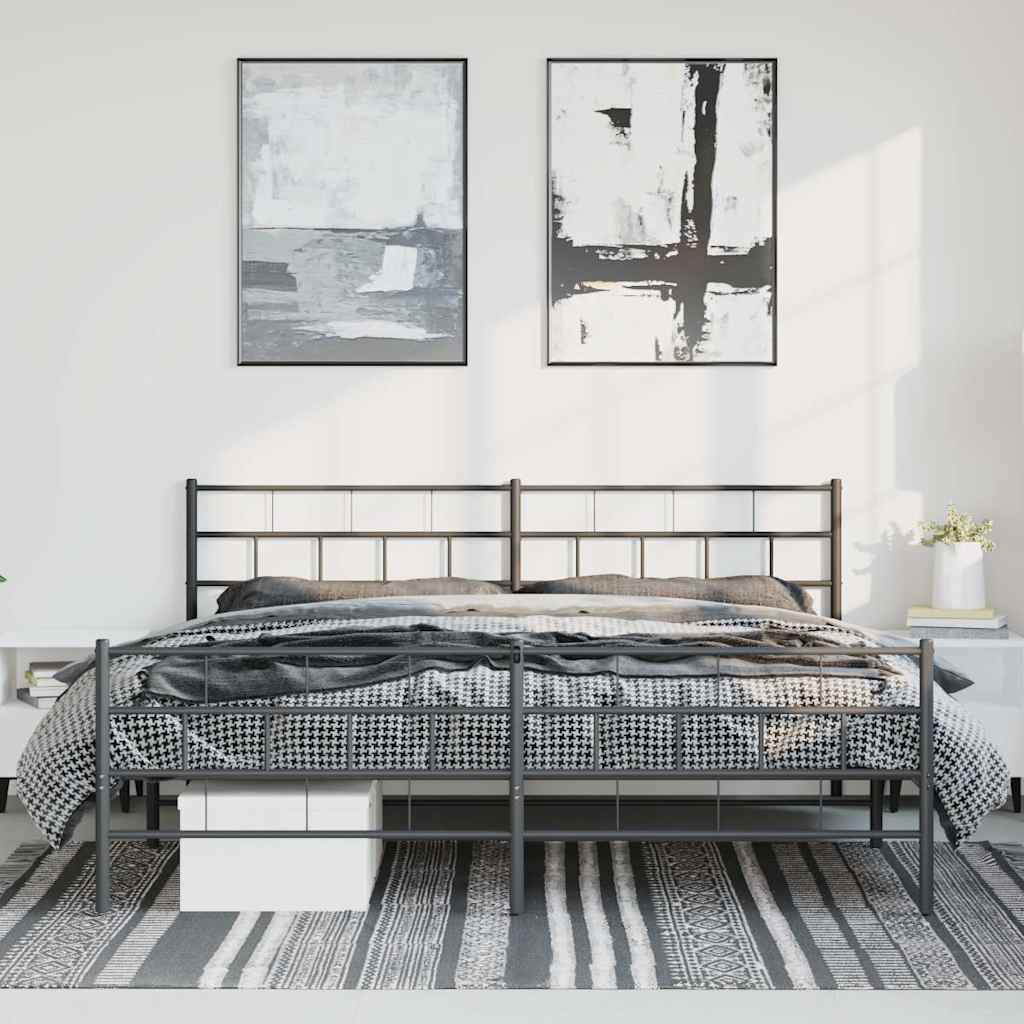 Metalni okvir kreveta uzglavlje i podnožje crni 183x213 cm