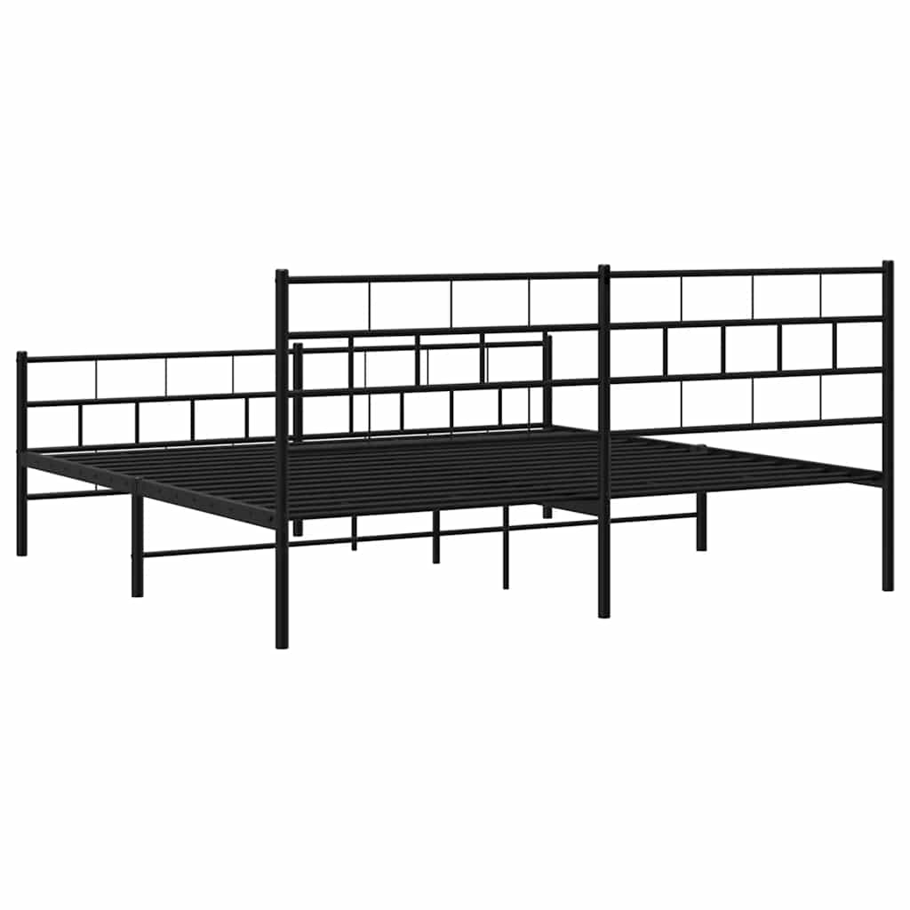 Metalni okvir kreveta uzglavlje i podnožje crni 183x213 cm