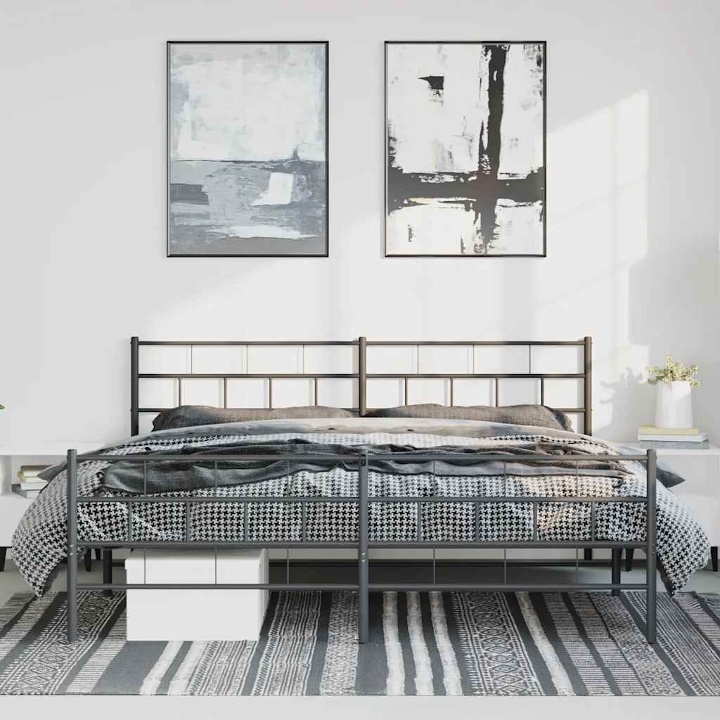 Metalni okvir kreveta uzglavlje i podnožje crni 193x203 cm