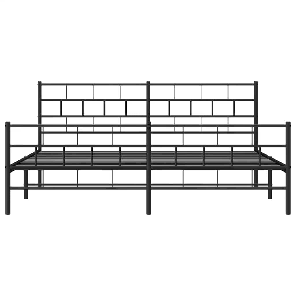 Metalni okvir kreveta uzglavlje i podnožje crni 193x203 cm