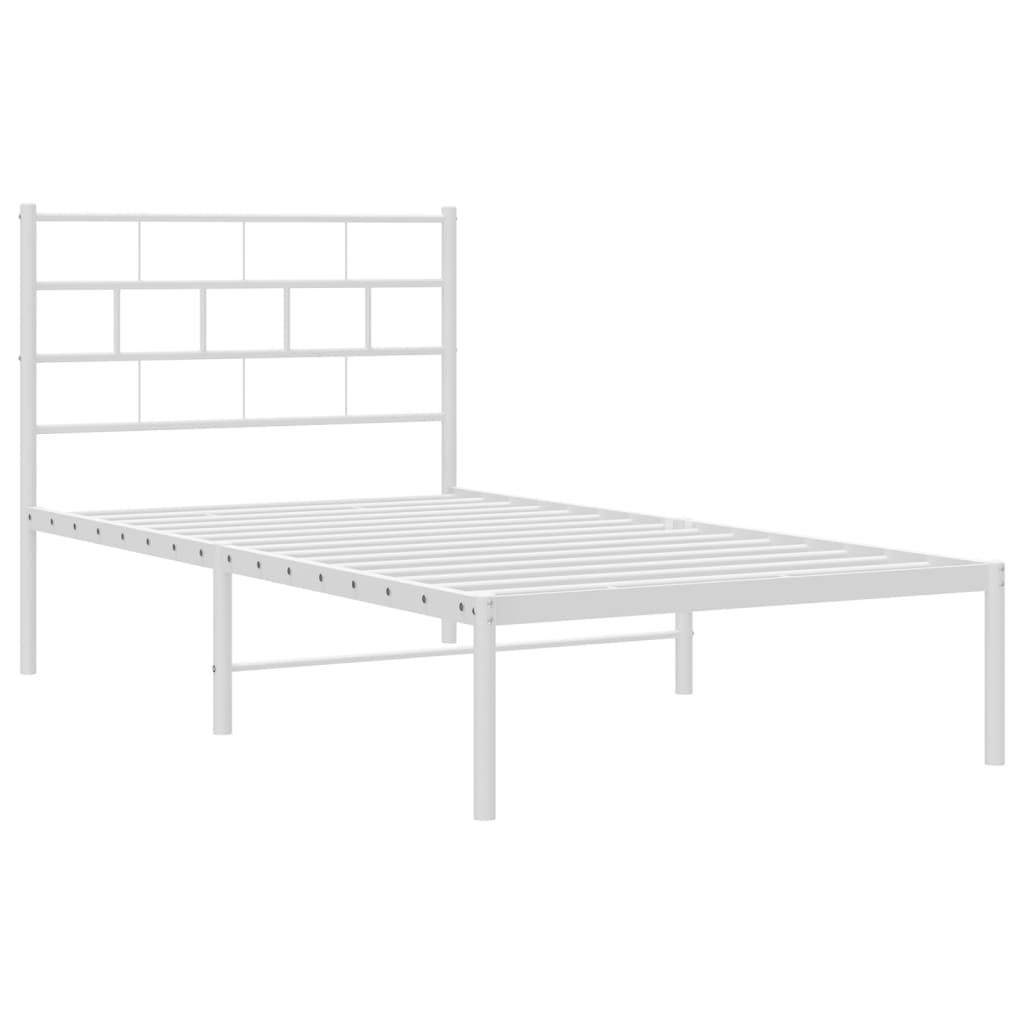 Metalni okvir krevet bez madraca s uzglavljem bijeli 75x190 cm