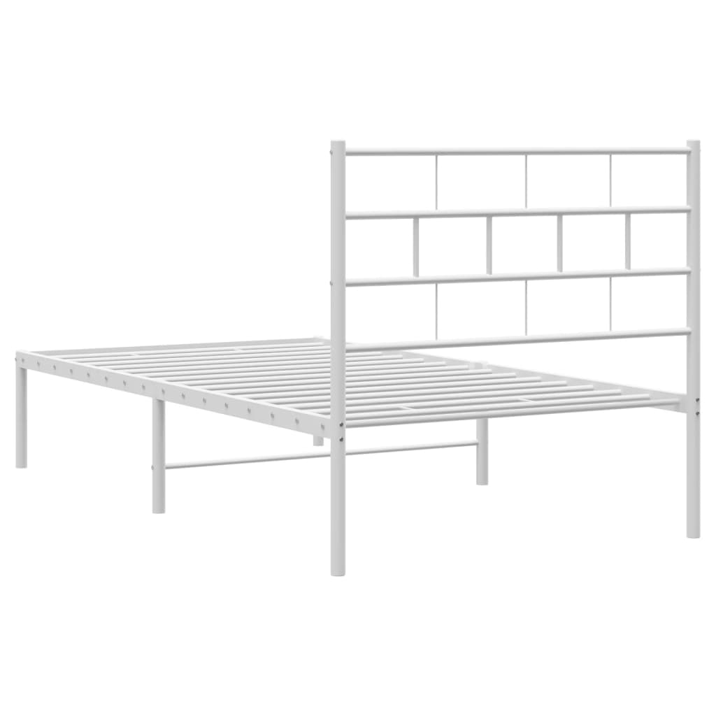 Metalni okvir za krevet s uzglavljem bijeli 80x200 cm