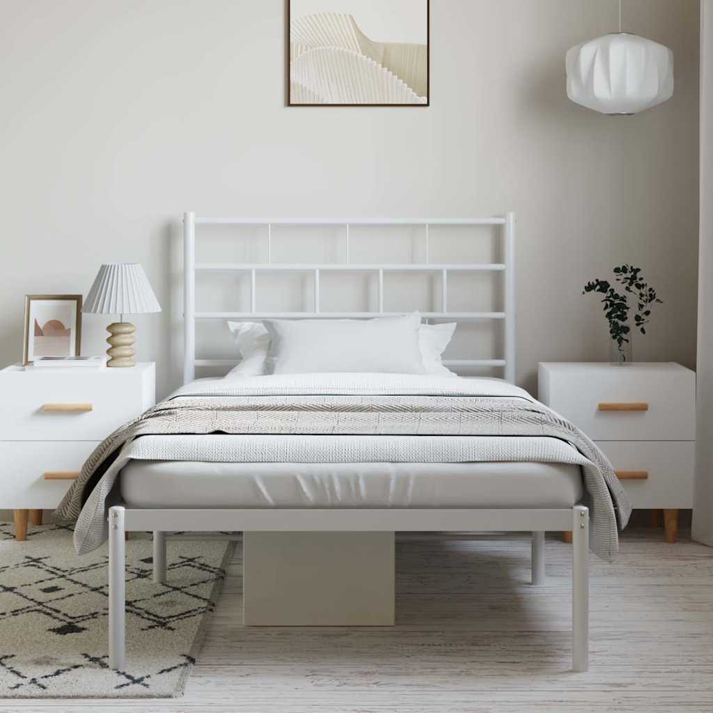 Metalni okvir za krevet s uzglavljem bijeli 100x190 cm