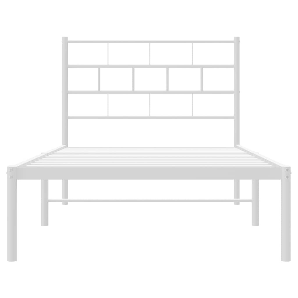 Metalni okvir za krevet s uzglavljem bijeli 100x190 cm