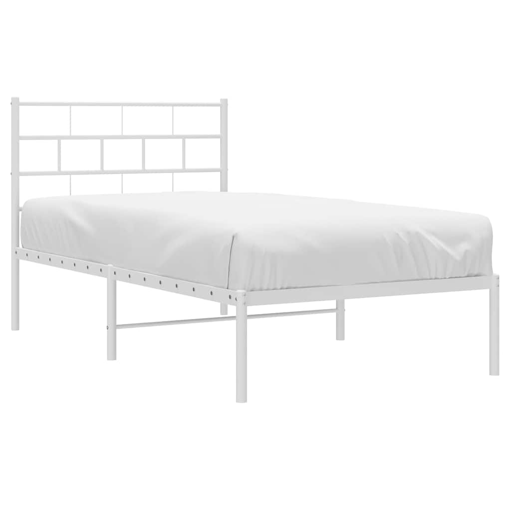 Metalni okvir za krevet s uzglavljem bijeli 100x200 cm