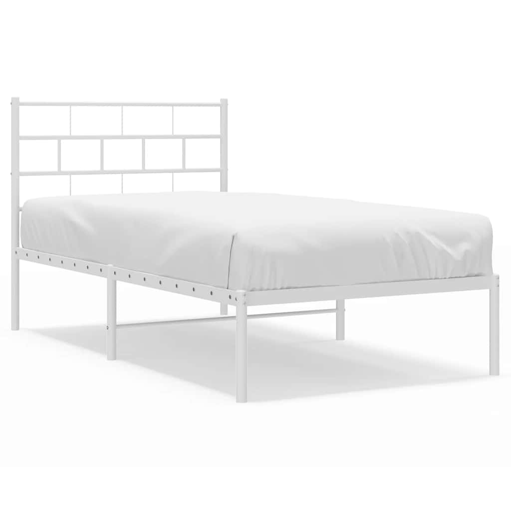 Metalni okvir za krevet s uzglavljem bijeli 107x203 cm