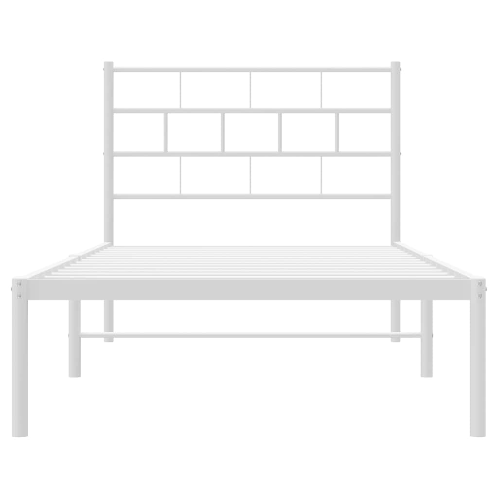 Metalni okvir za krevet s uzglavljem bijeli 107x203 cm
