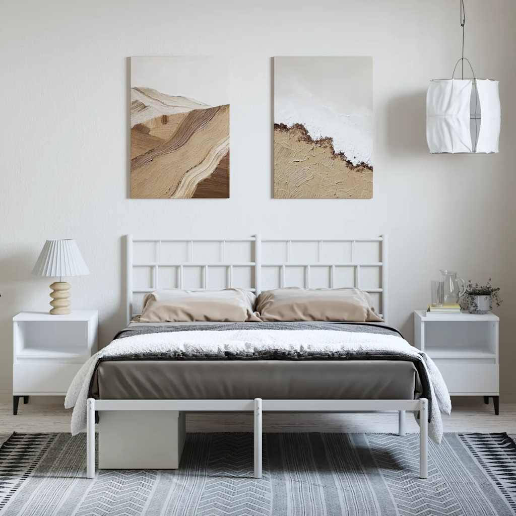 Metalni okvir za krevet s uzglavljem bijeli 150x200 cm