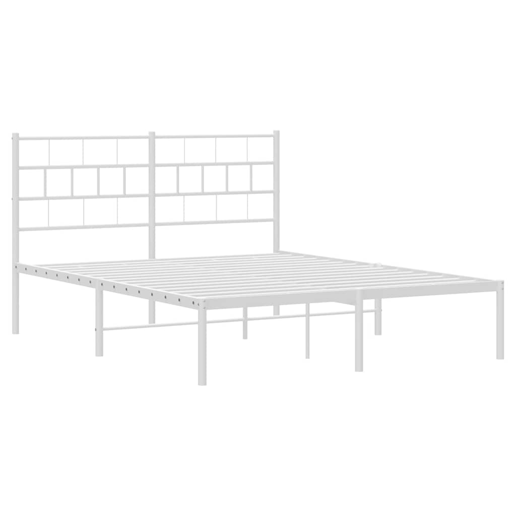 Metalni okvir za krevet s uzglavljem bijeli 150x200 cm