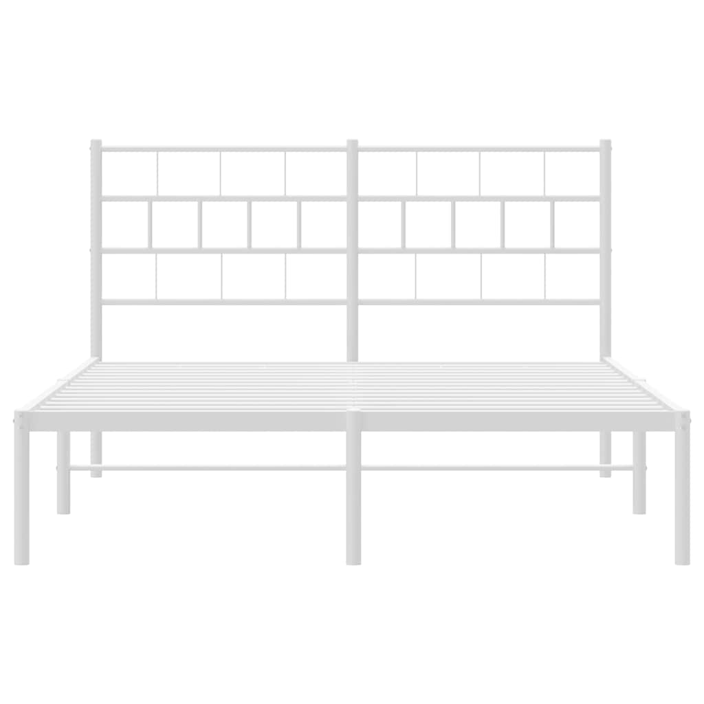 Metalni okvir za krevet s uzglavljem bijeli 150x200 cm