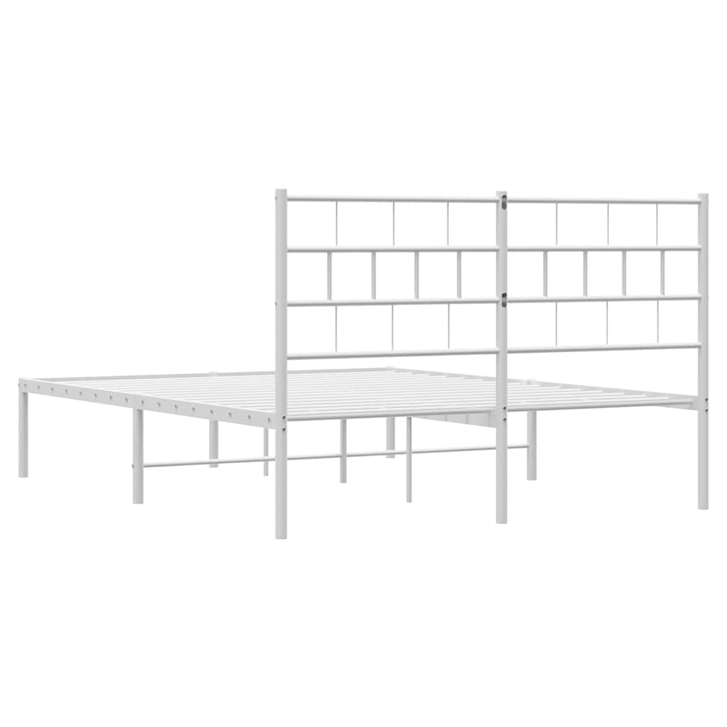 Metalni okvir za krevet s uzglavljem bijeli 150x200 cm