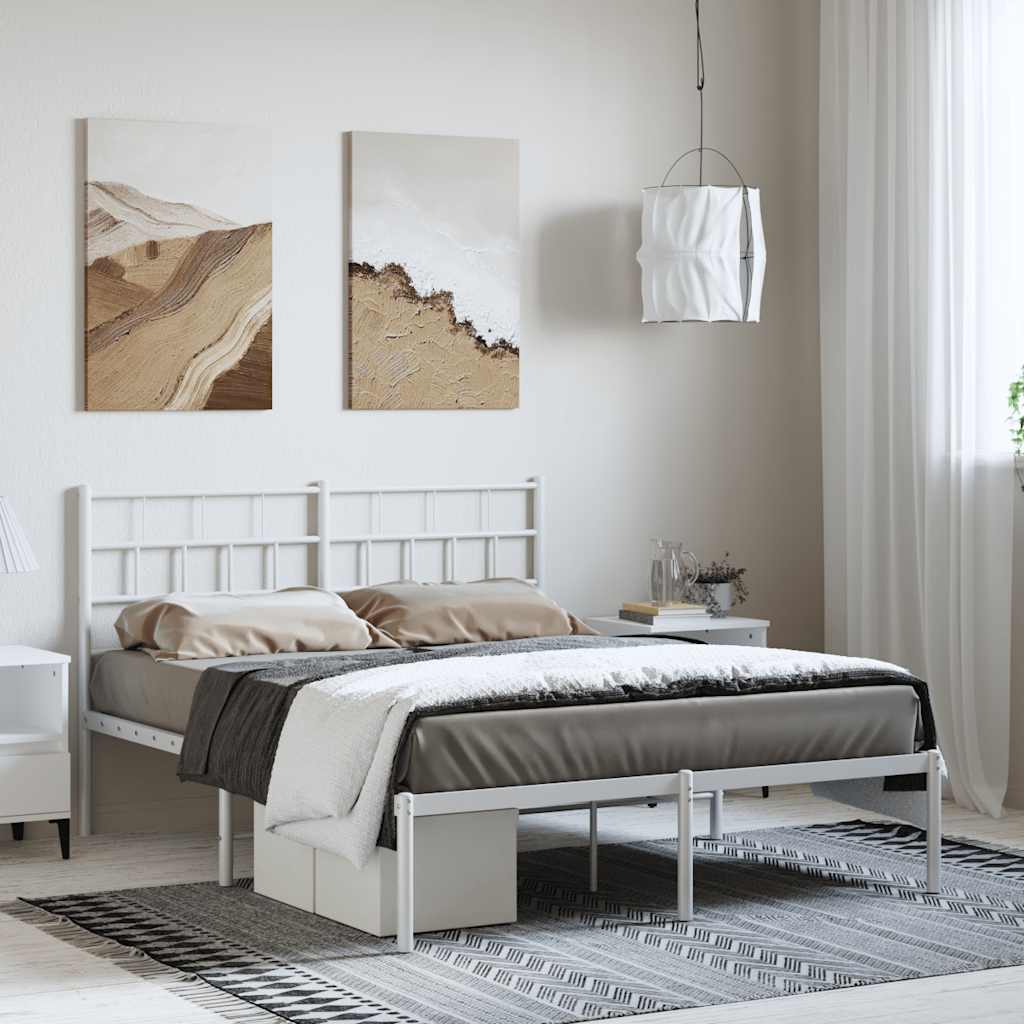 Metalni okvir za krevet s uzglavljem bijeli 150x200 cm