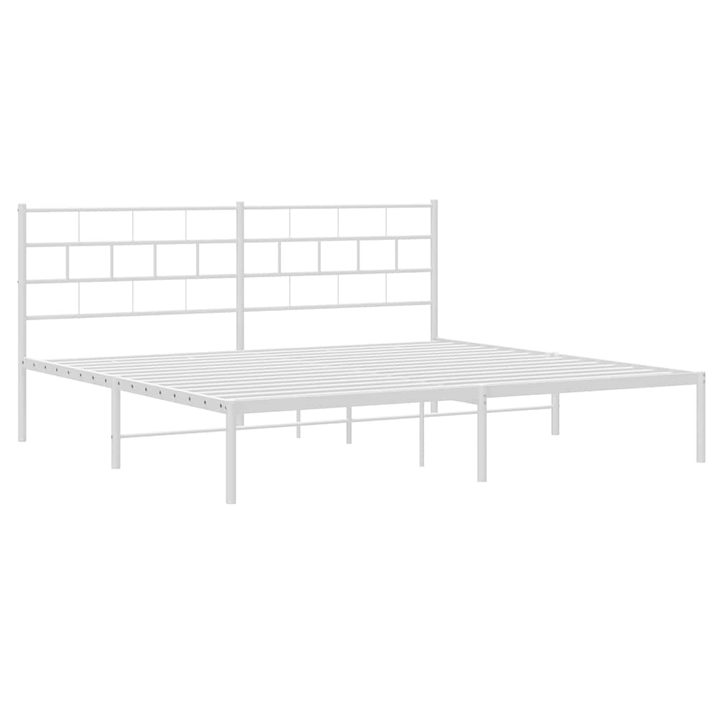 Metalni okvir za krevet s uzglavljem bijeli 183x213 cm