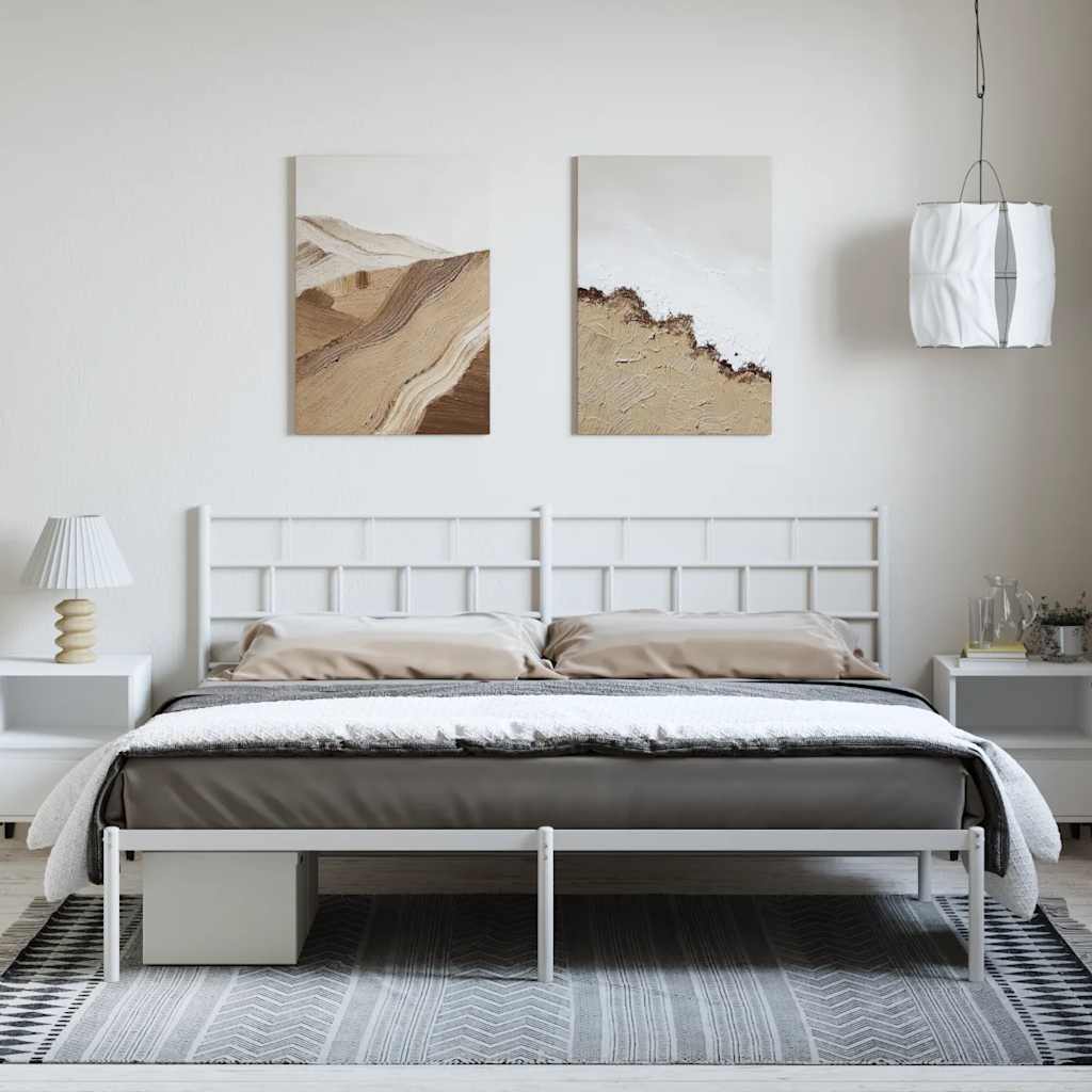 Metalni okvir za krevet s uzglavljem bijeli 193x203 cm