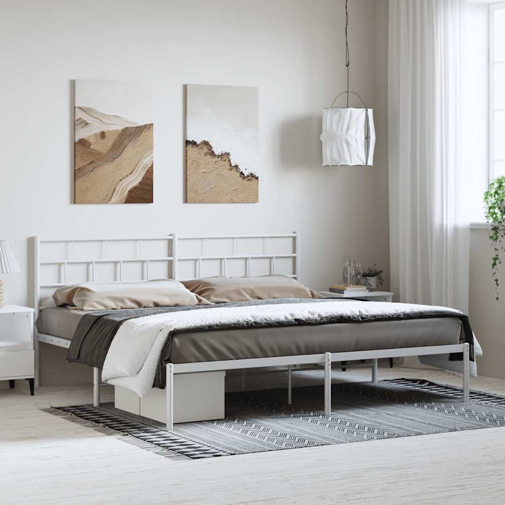 Metalni okvir za krevet s uzglavljem bijeli 193x203 cm