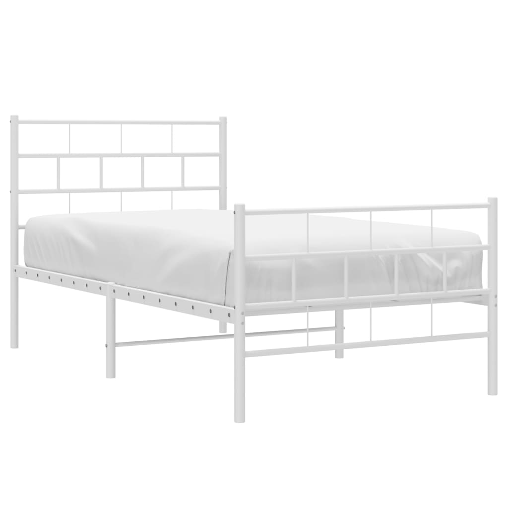 Metalni okvir kreveta uzglavlje i podnožje bijeli 90 x 200 cm