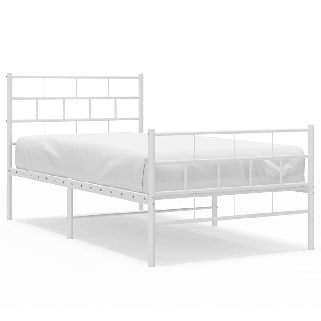 Metalni okvir kreveta uzglavlje i podnožje bijeli 100x190 cm