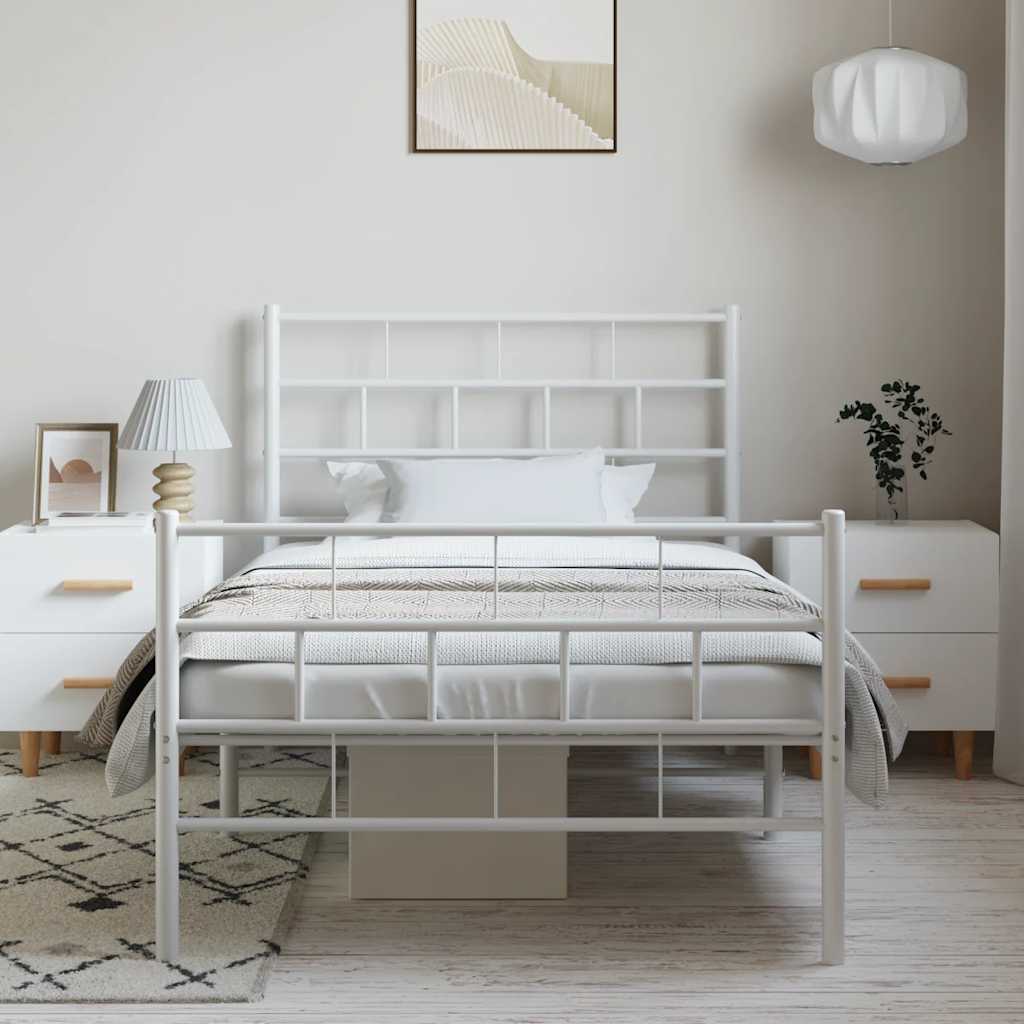 Metalni okvir kreveta uzglavlje i podnožje bijeli 100x190 cm