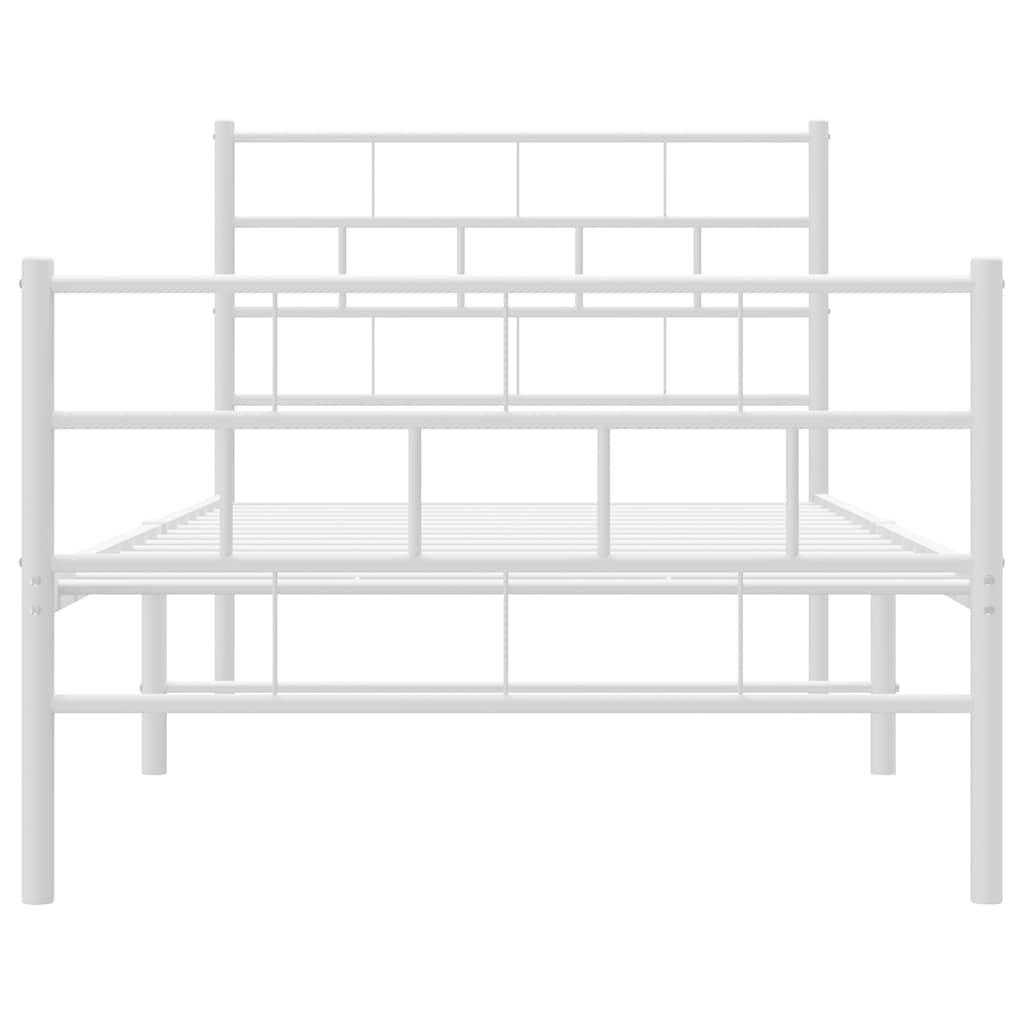 Metalni okvir kreveta uzglavlje i podnožje bijeli 100x190 cm