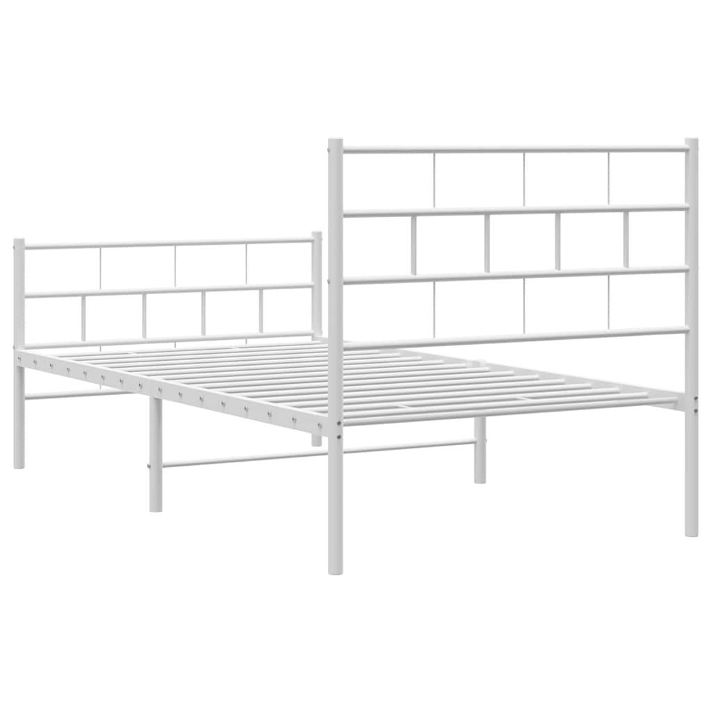 Metalni okvir kreveta uzglavlje i podnožje bijeli 100x190 cm