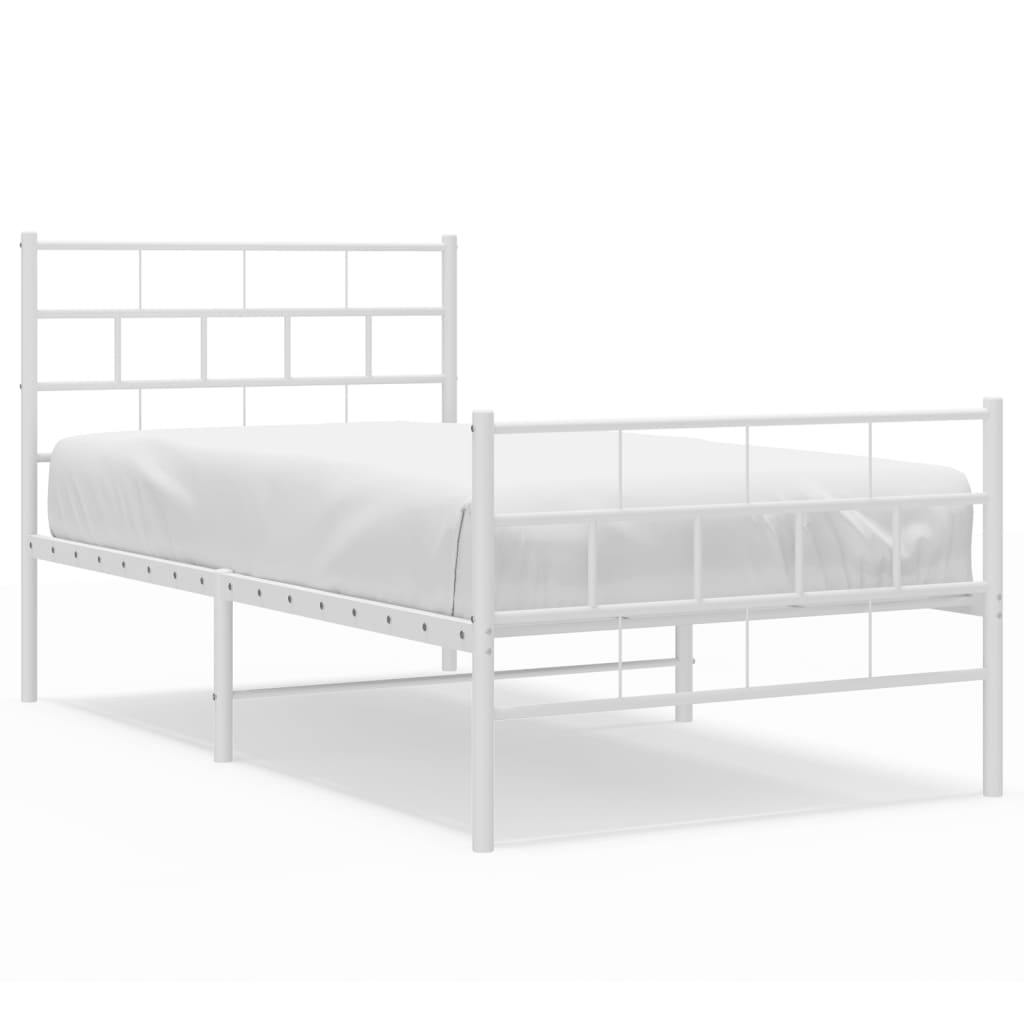 Metalni okvir kreveta uzglavlje i podnožje bijeli 107x203 cm