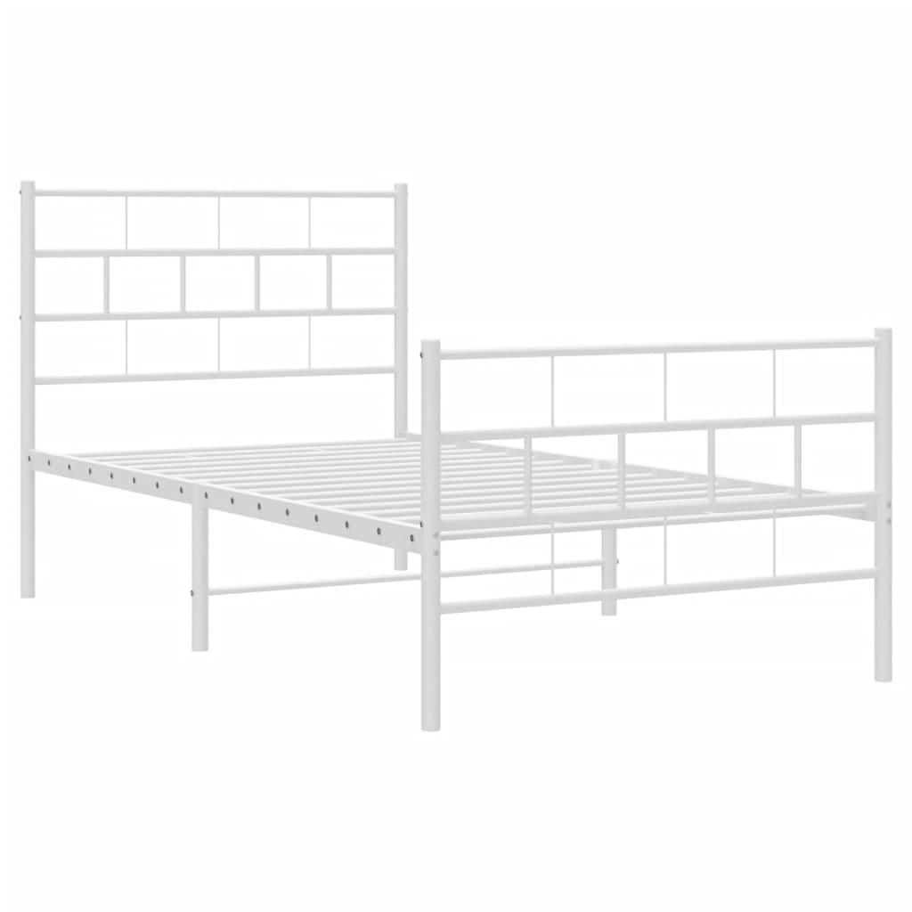 Metalni okvir kreveta uzglavlje i podnožje bijeli 107x203 cm