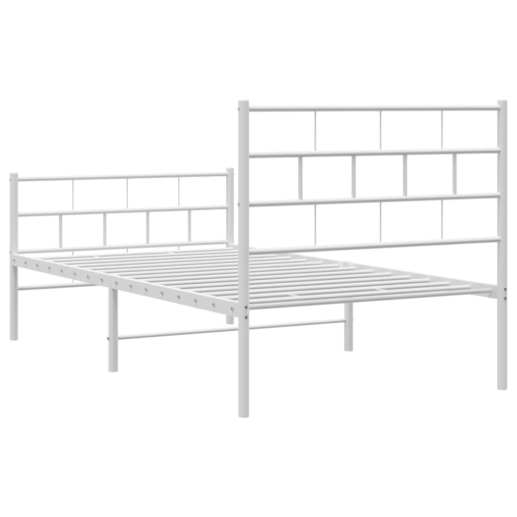 Metalni okvir kreveta uzglavlje i podnožje bijeli 107x203 cm