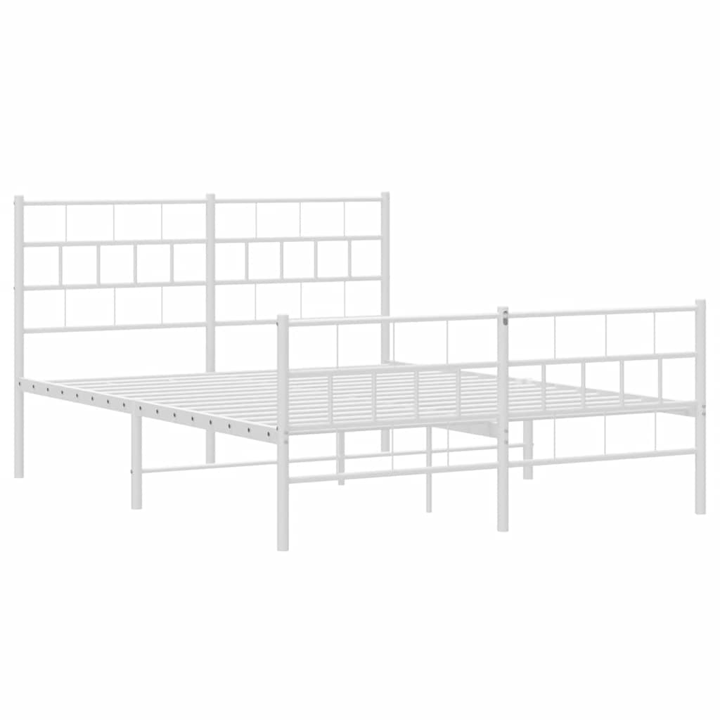 Metalni okvir kreveta uzglavlje i podnožje bijeli 135 x 190 cm