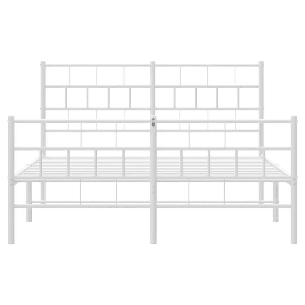 Metalni okvir kreveta uzglavlje i podnožje bijeli 135 x 190 cm
