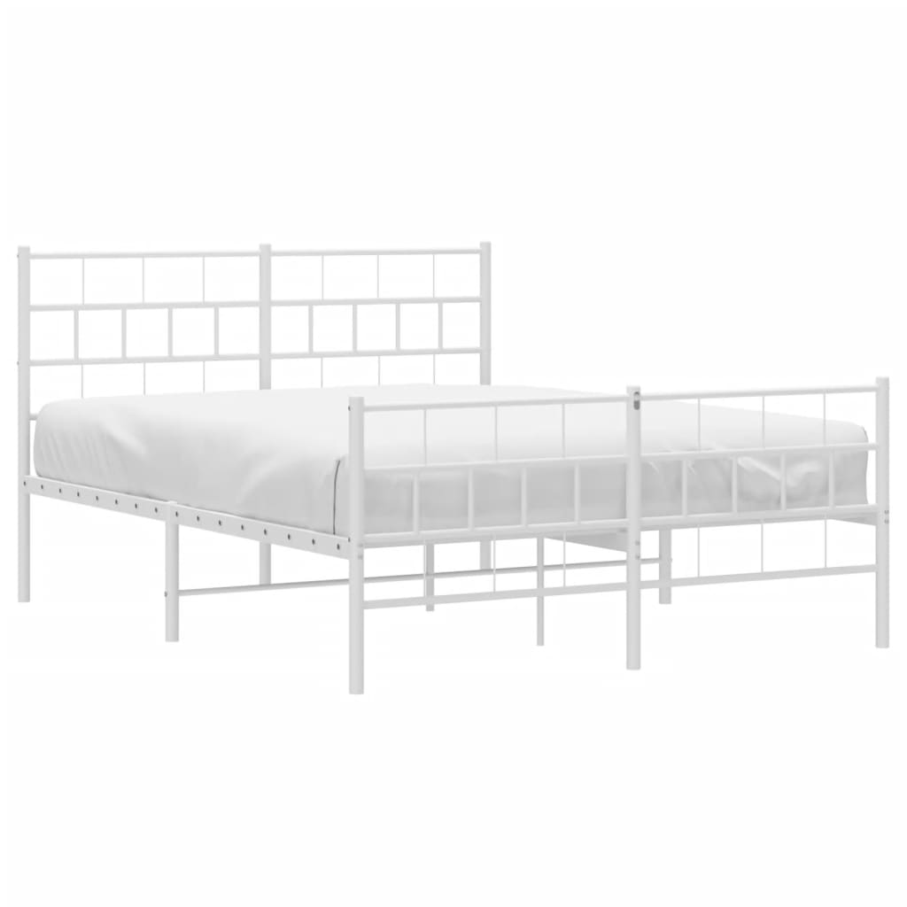 Metalni okvir kreveta uzglavlje i podnožje bijeli 140 x 190 cm