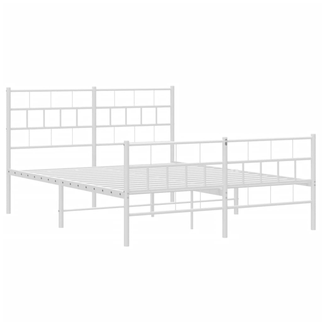 Metalni okvir kreveta uzglavlje i podnožje bijeli 140 x 190 cm