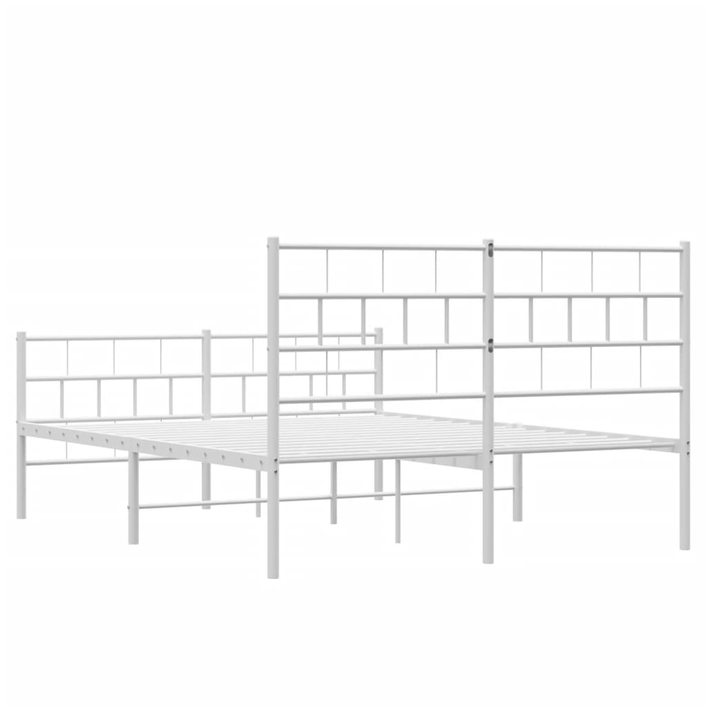 Metalni okvir kreveta uzglavlje i podnožje bijeli 140 x 190 cm