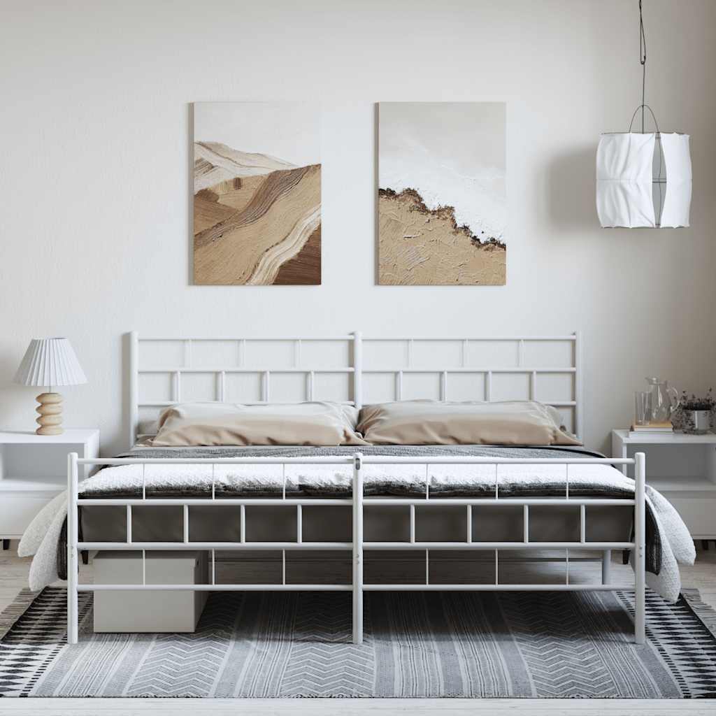 Metalni okvir kreveta uzglavlje i podnožje bijeli 193x203 cm