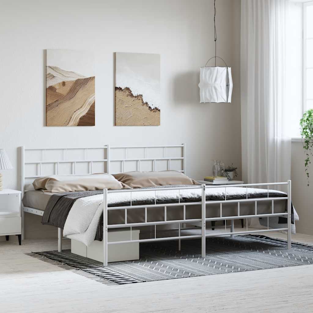 Metalni okvir kreveta uzglavlje i podnožje bijeli 193x203 cm