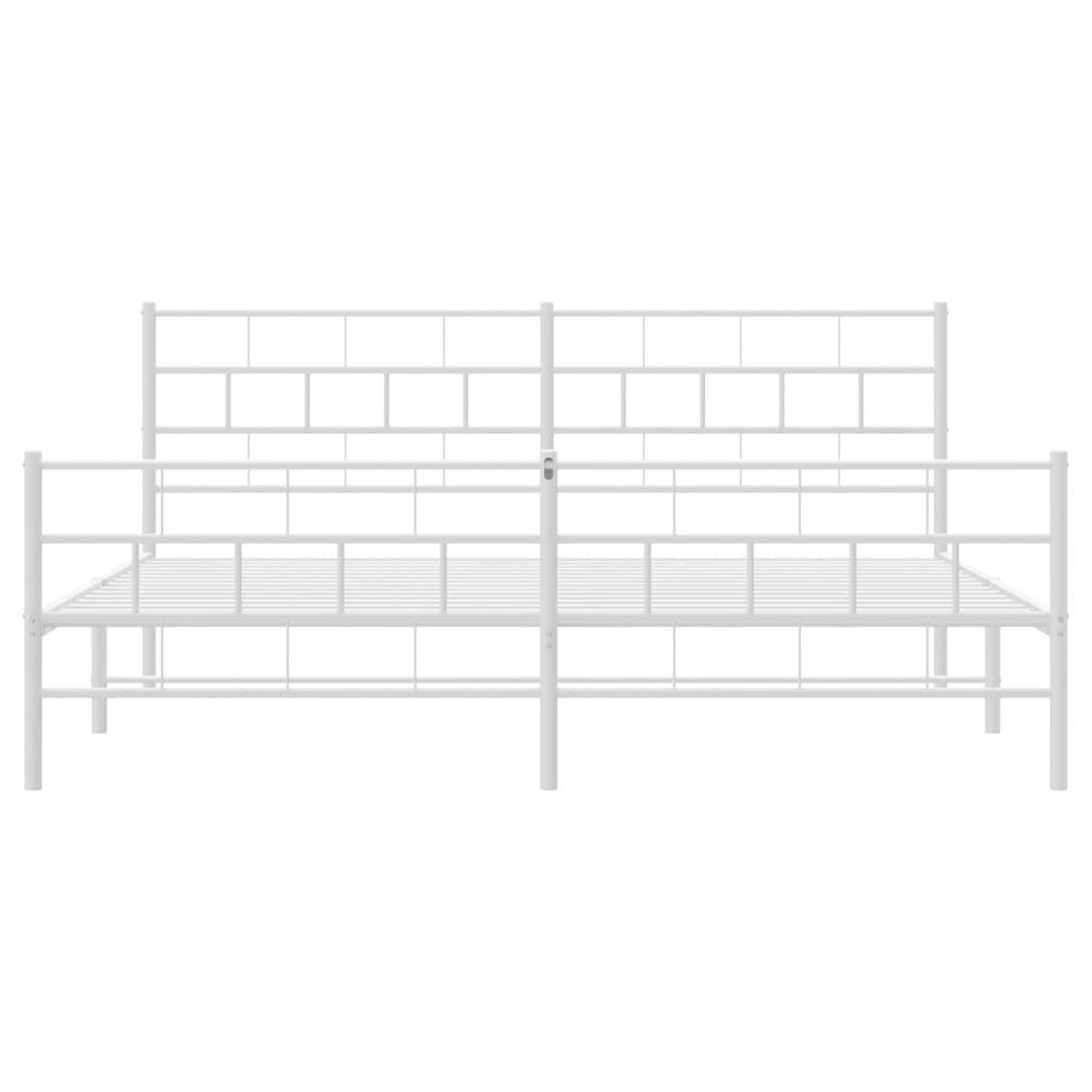 Metalni okvir kreveta uzglavlje i podnožje bijeli 200x200 cm