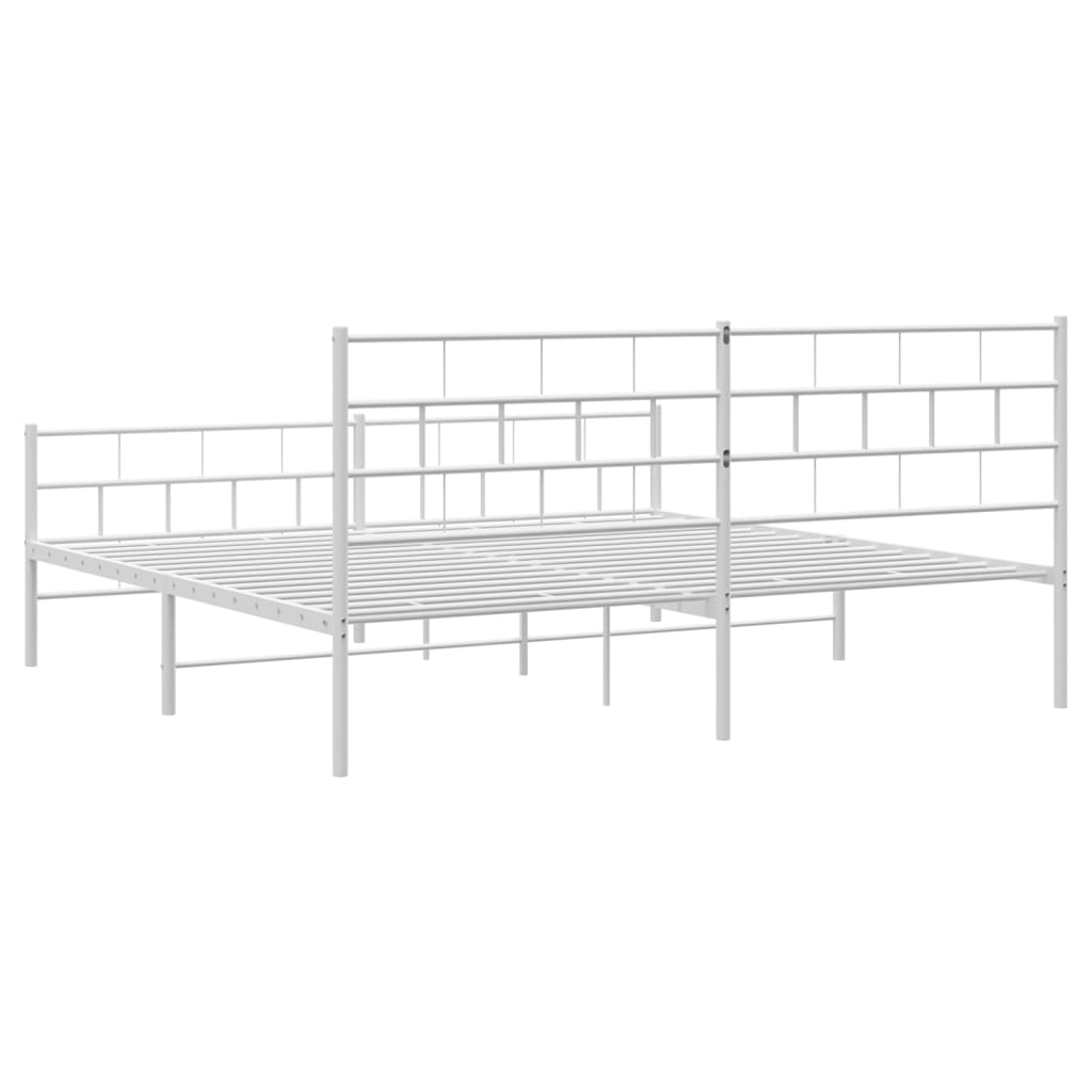 Metalni okvir kreveta uzglavlje i podnožje bijeli 200x200 cm