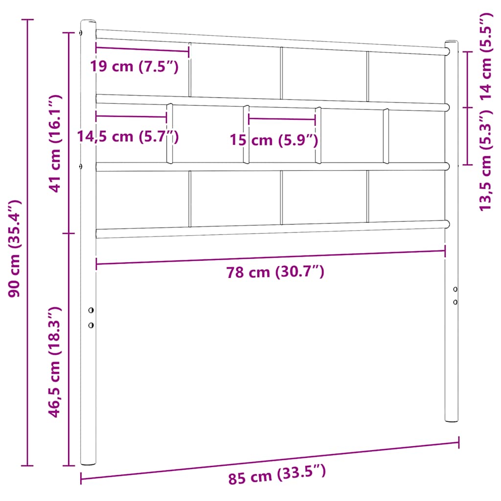 Metalno zamjensko uzglavlje bijelo 80 cm