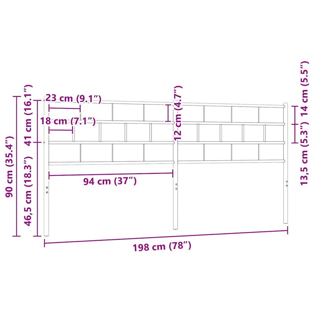 Metalno zamjensko uzglavlje bijelo 193 cm