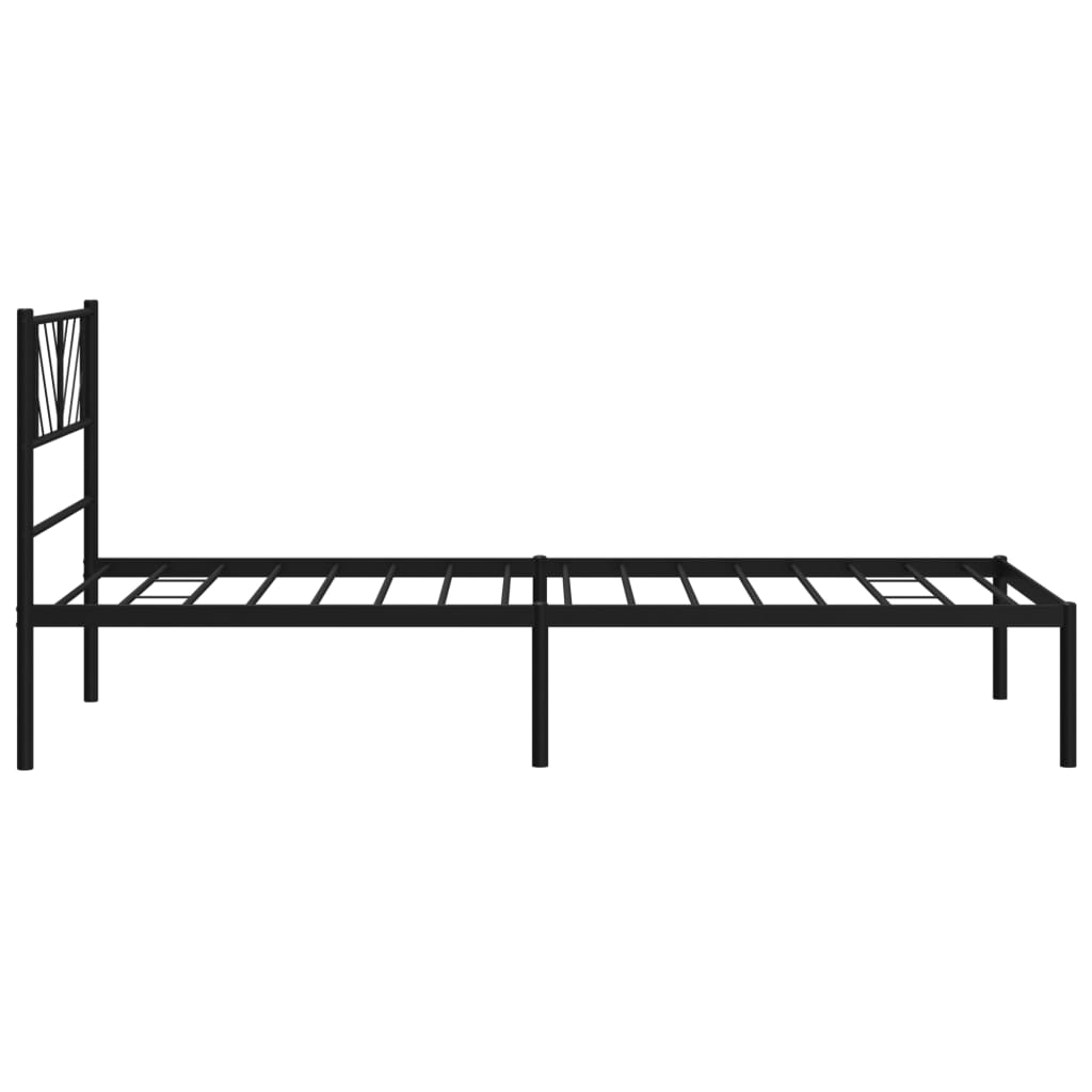 Metalni okvir za krevet s uzglavljem crni 75x190 cm