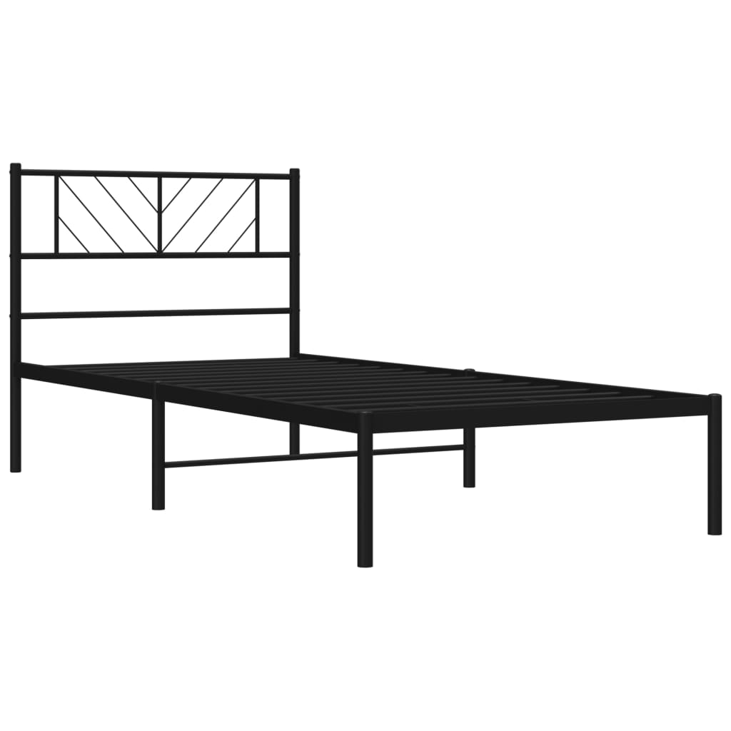 Metalni okvir za krevet s uzglavljem crni 80x200 cm