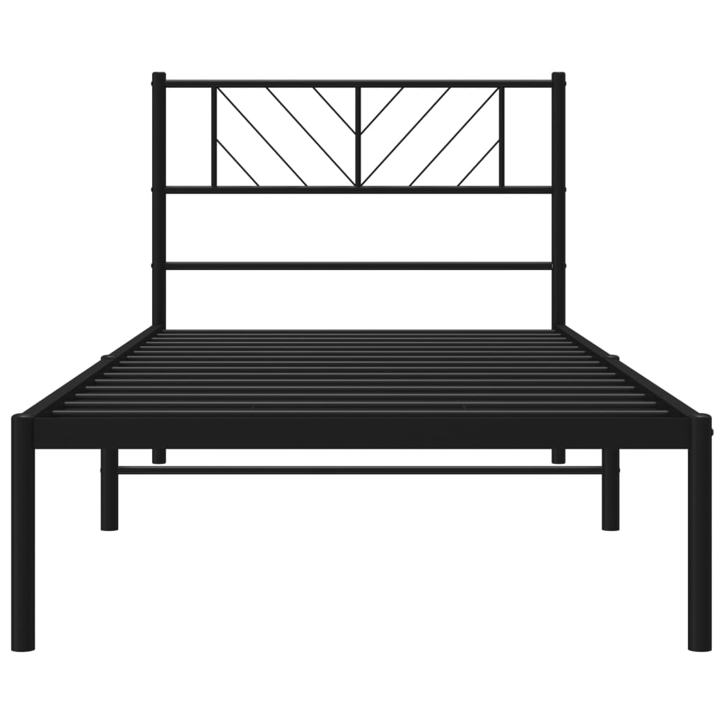 Metalni okvir za krevet s uzglavljem crni 80x200 cm