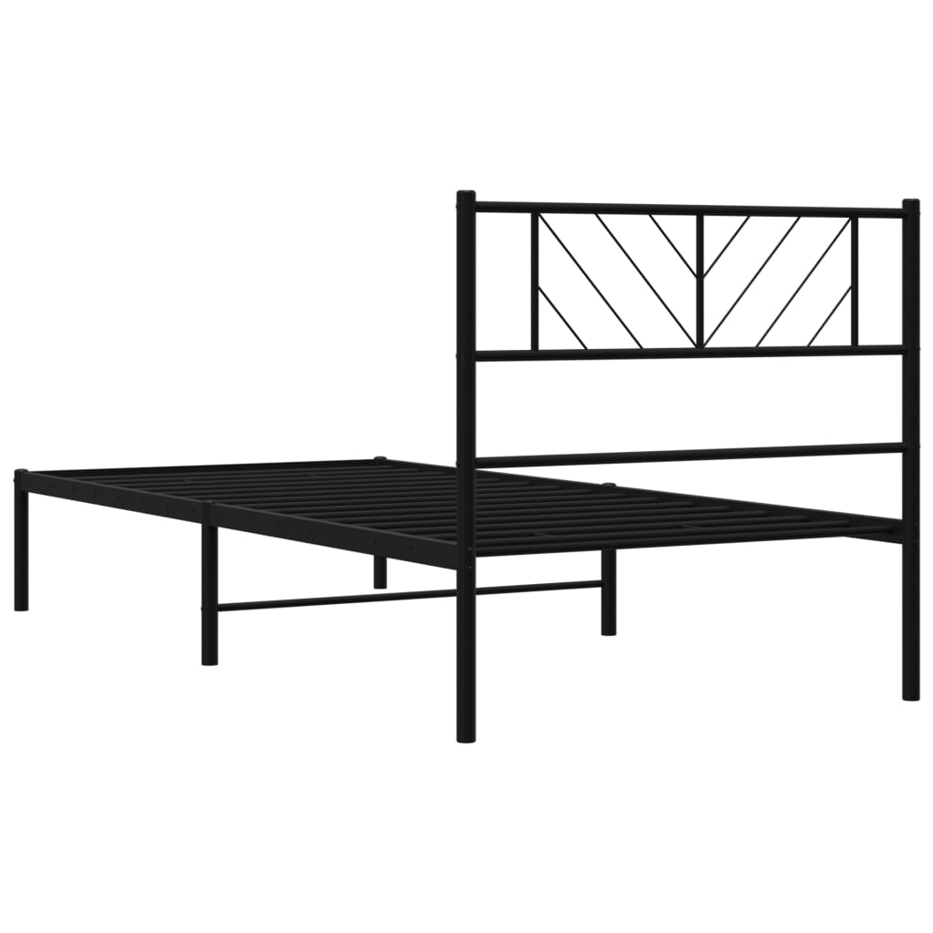 Metalni okvir za krevet s uzglavljem crni 90x200 cm
