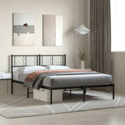 Metalni okvir za krevet s uzglavljem crni 120x190 cm