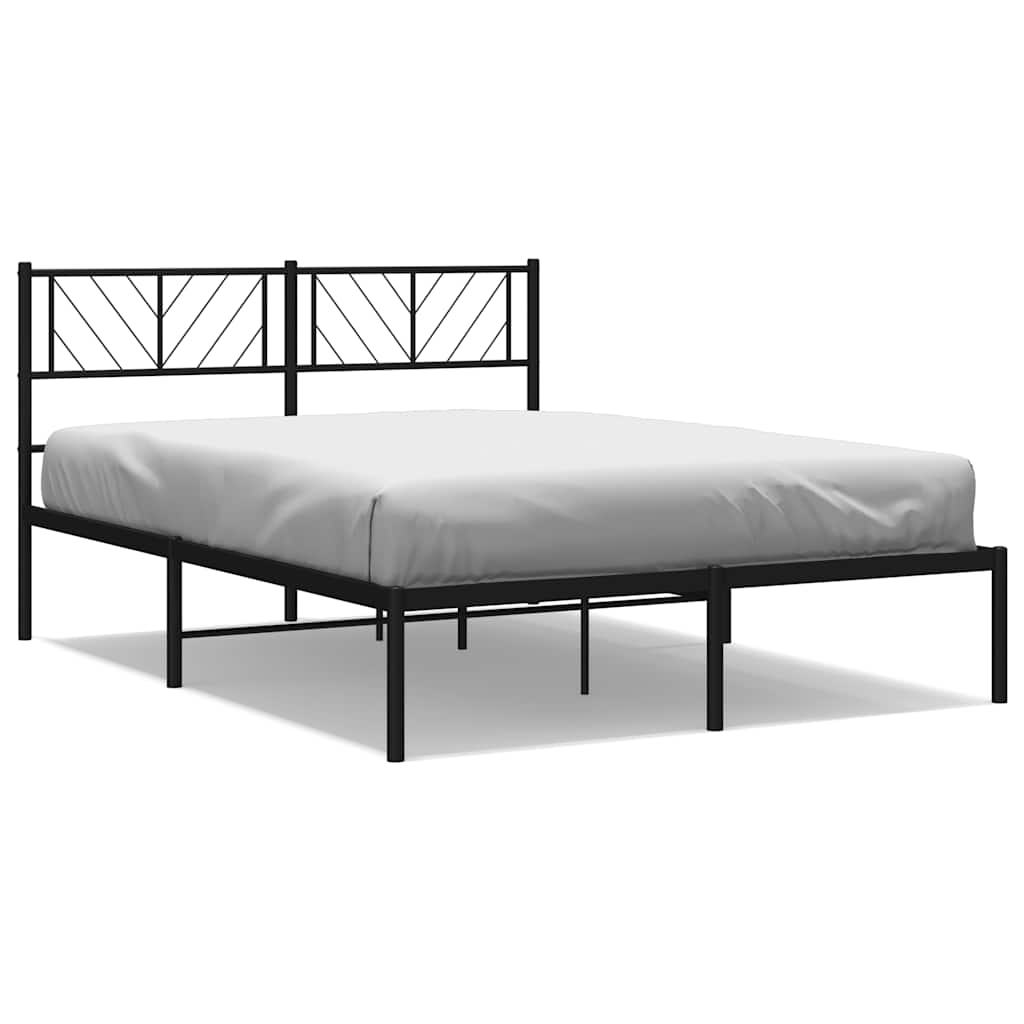 Metalni okvir za krevet s uzglavljem crni 135x190 cm