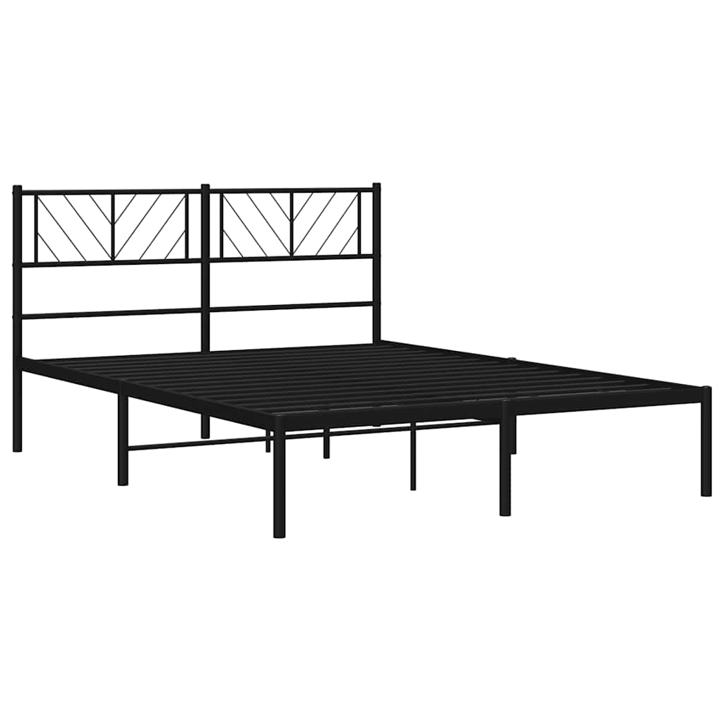 Metalni okvir za krevet s uzglavljem crni 135x190 cm