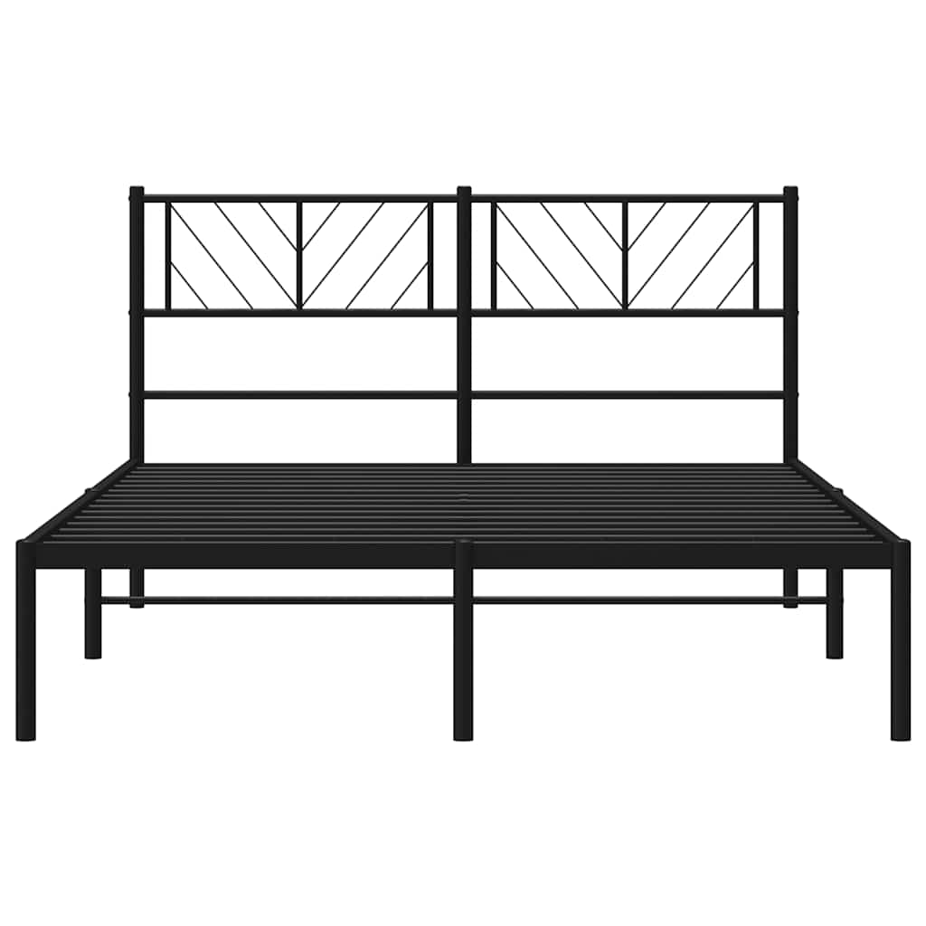 Metalni okvir za krevet s uzglavljem crni 135x190 cm