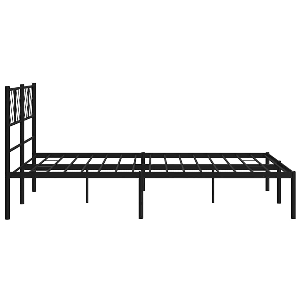 Metalni okvir za krevet s uzglavljem crni 135x190 cm
